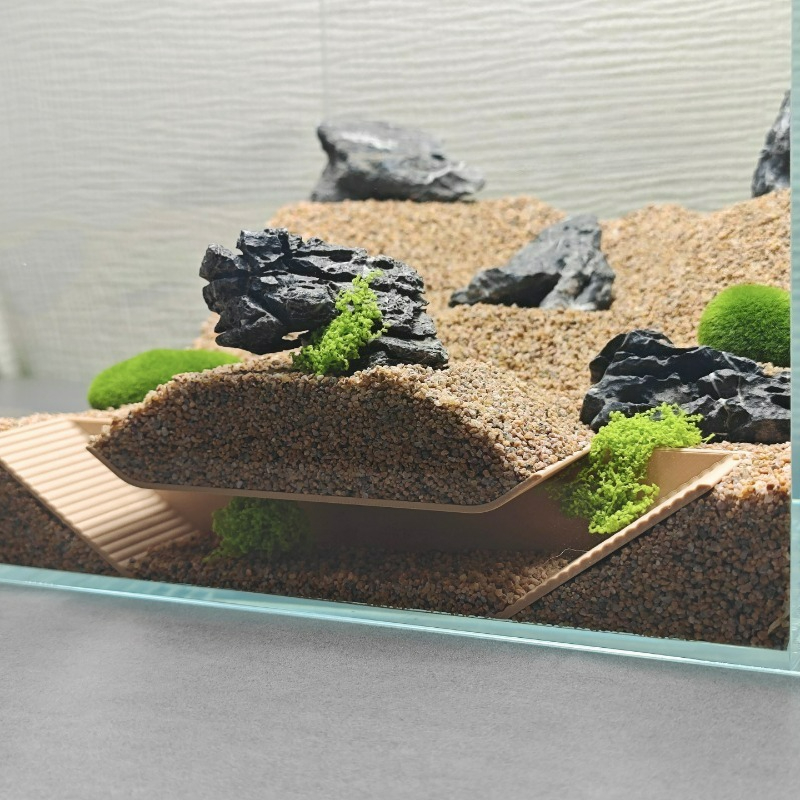 Aquarium Fish Hide - ที่พักพิงสำหรับตู้ปลา, อุโมงค์ขั้นบันไดถ้ำใต้ดินสำหรับปลากุ้งปูเล่นการเพาะพันธุ์การวางไข่, การตกแต่งตู้ปลา