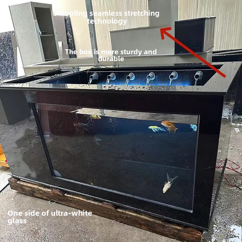 Xl Aquarium Fish - ตู้ปลากรองด้านข้างสีดำ XL, ตู้ปลาคาร์ฟใสพิเศษ, ตู้ปลาประดับน้ำหนักเบา, ระบบหมุนเวียนน้ำ, ปรับแต่งได้