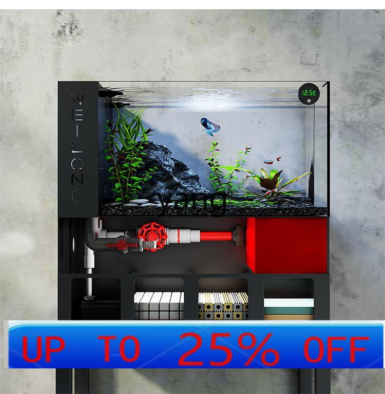 Aquarium Fish Goldfish - ตู้ปลาขนาดเล็กสำหรับห้องนั่งเล่น ตู้ปลากระจกใสพิเศษ ตู้ปลาทอง พร้อมระบบกรองในตัว