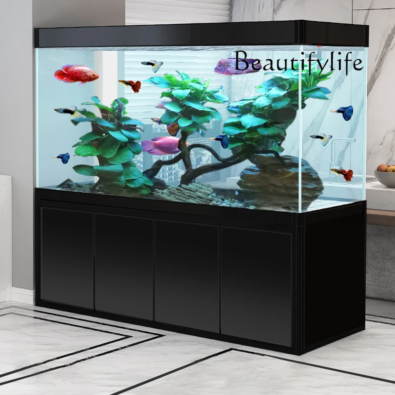 Aquarium Fish Dragon - ตู้ปลาขนาดกลางสำหรับใช้ในบ้าน รุ่น X36 สำหรับห้องนั่งเล่น แบบตั้งพื้น ไม่ต้องใช้น้ำ
