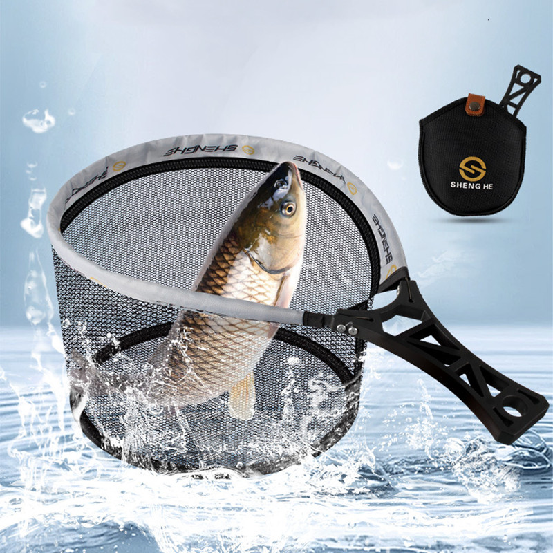 Fish Net Handle - แบบพกพา ABS Fly Fishing Hand NET
