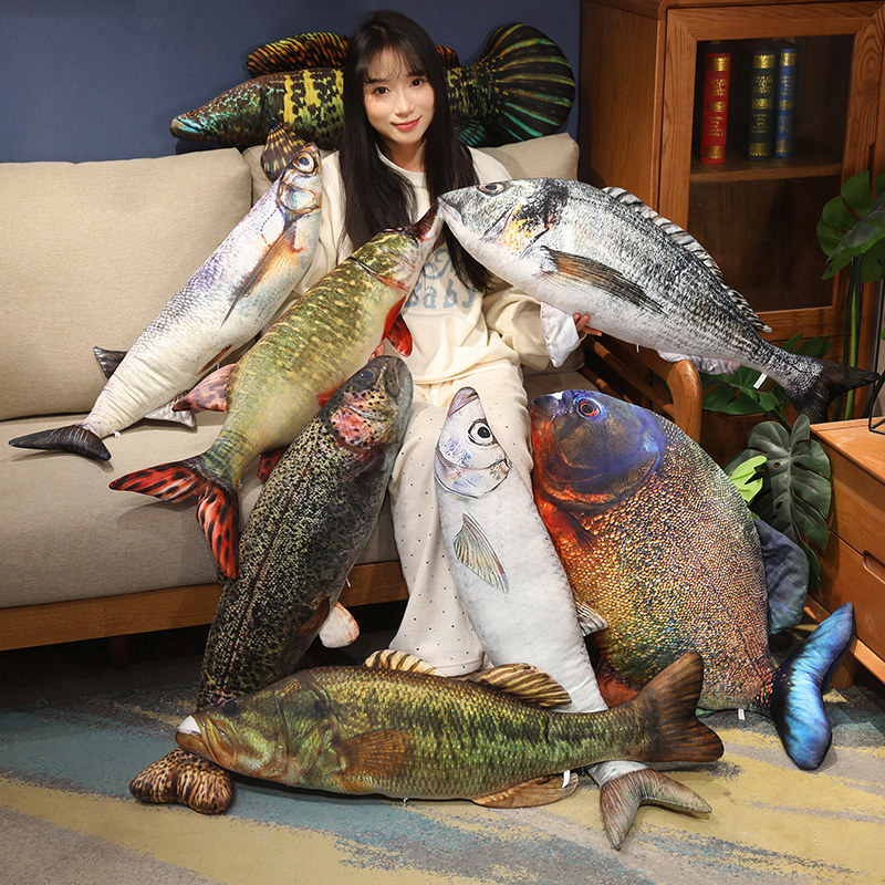 Aquarium Fish Rainbow - ตุ๊กตาปลาปิรันยาเหมือนจริง ของเล่นปลาเทราท์และปลาหัวงูสีรุ้ง หมอนอิงตกแต่งโซฟา รูปปลาสวยงามเหมือนจริง