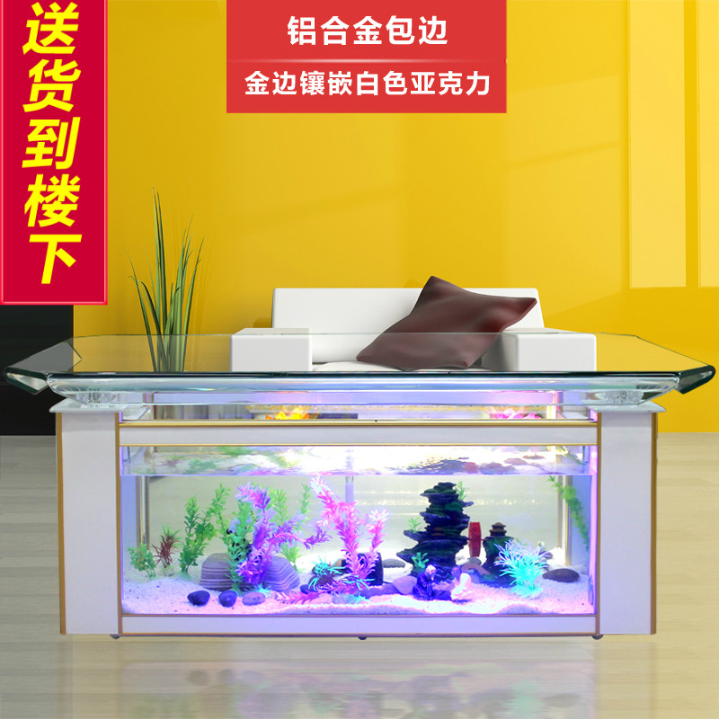 Aquarium Fish Goldfish - ตู้ปลาตั้งโต๊ะทรงสี่เหลี่ยมผืนผ้า ขนาดใหญ่ ดีไซน์สร้างสรรค์ สำหรับตกแต่งบ้าน ห้องนั่งเล่น ใช้เป็นโต๊ะน้ำชา