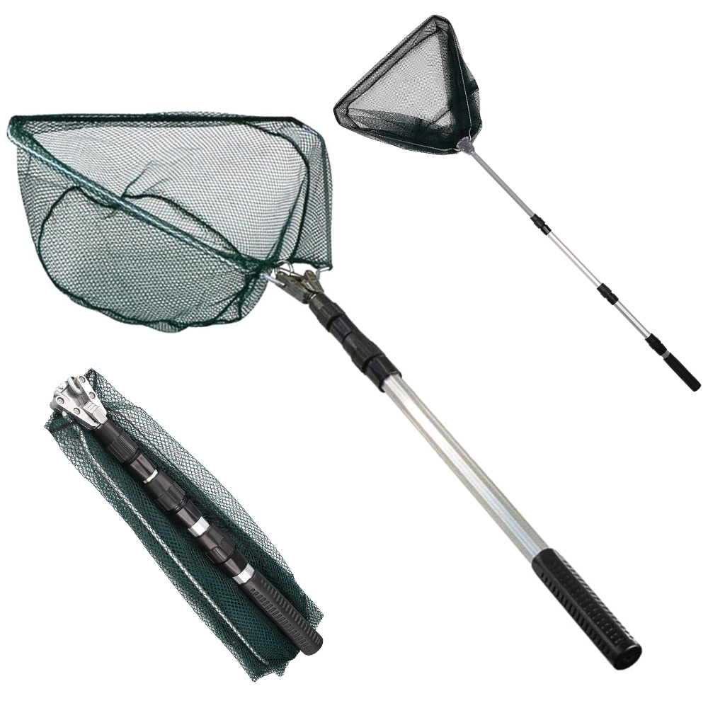 Fish Net Handle - ตาข่ายตกปลาแบบพับได้ น้ำหนักเบาพิเศษ - ด้ามจับแบบยืดหดได้ทำจากอะลูมิเนียมอัลลอยที่ทนทาน - เหมาะสำหรับการตกปลาทุกประเภท
