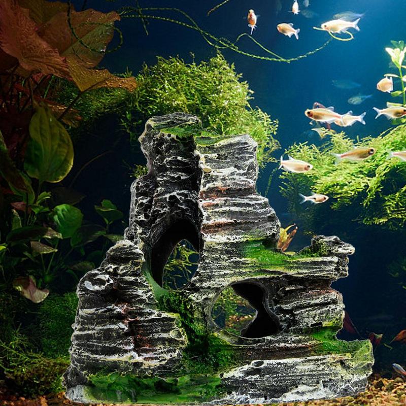 Aquarium Fish Hide - พิพิธภัณฑ์สัตว์น้ําหินทรายตกแต่งถังปลาภูมิทัศน์หินเครื่องประดับปลากุ้ง Shelter Aquascape ภูมิทัศน์ Aquarium Decor