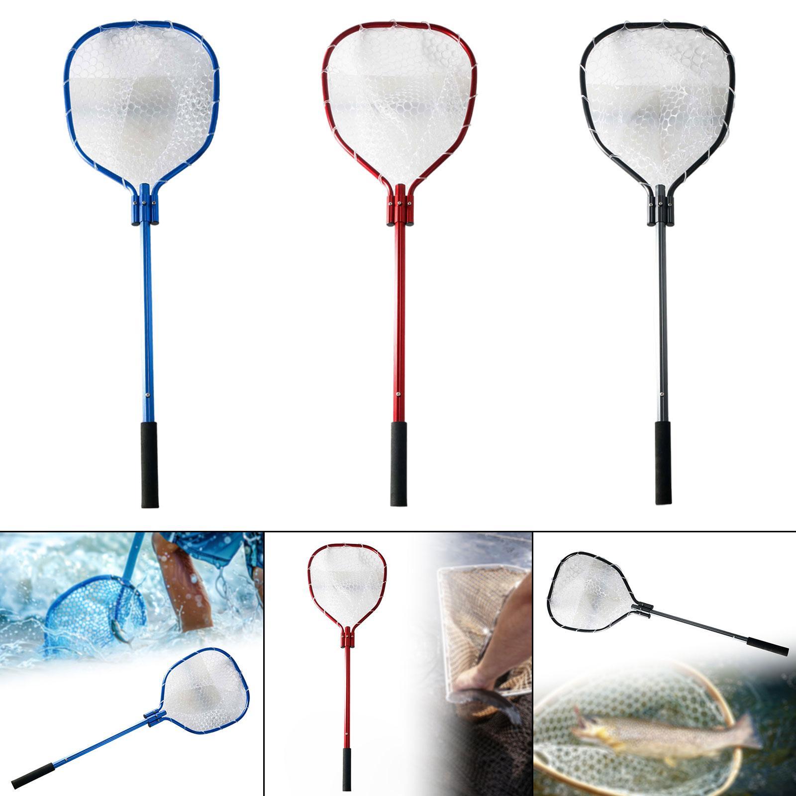 Fish Net Handle - อุปกรณ์ตกปลา ตาข่ายแบบพับได้ ด้ามจับยืดหดได้ สำหรับจับปลาขนาดเล็ก ปลาแซลมอน และปลาดุก
