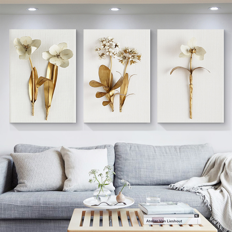 Live Plant Fertilizer - Nordic Golden Plant ใบและดอกไม้ Wall Art