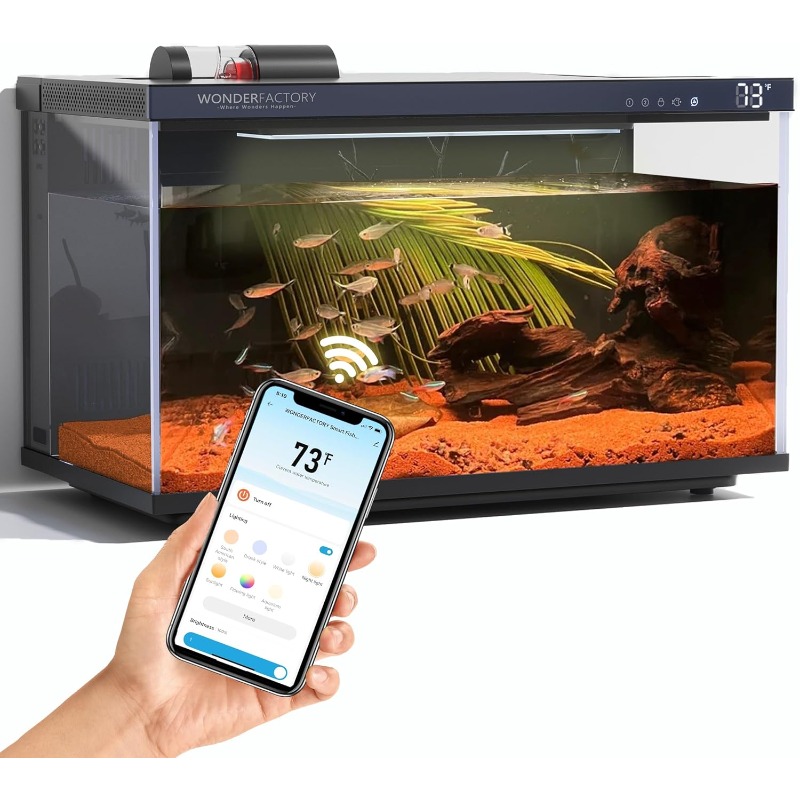 Aquarium Fish Feeder - ตู้ปลาอัจฉริยะ, ตู้ปลาแก้ว, ระบบกรองทำความสะอาดอัตโนมัติ, ไฟ LED สองสี,