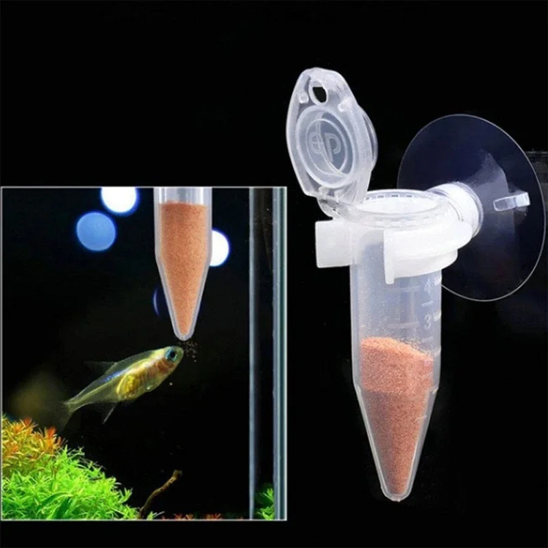 Aquarium Fish Feeder - เครื่องให้อาหารปลาอัตโนมัติ รูปทรงกรวย สำหรับใส่ไข่กุ้ง หนอน พร้อมจุกดูด อุปกรณ์ตกแต่งตู้ปลา