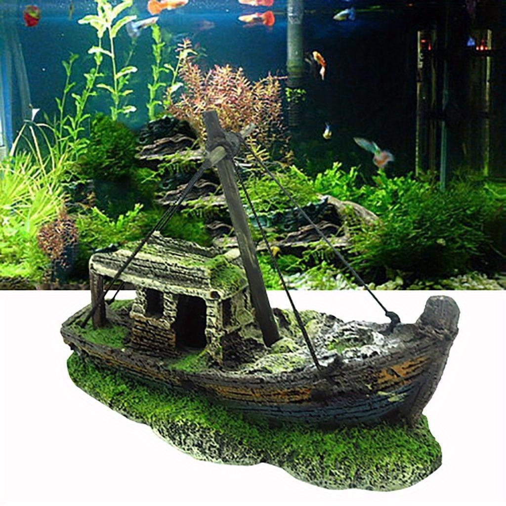Aquarium Fish Hide - พิพิธภัณฑ์สัตว์น้ําปลาถังภูมิทัศน์ Wreck เรือตกแต่งเรซิ่นเรือเครื่องประดับ Aquarium อุปกรณ์ตกแต่ง