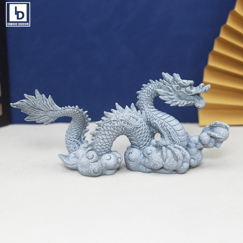 Aquarium Fish Dragon - ประดิษฐ์หินช้างสิงโตมังกรFigurinesโชคดีLucky Fairy Gardenเครื่องประดับบอนไซFeng Shui Aquariumตกแต่ง