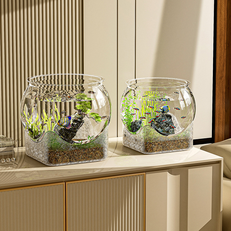 Fish TANK Aquarium โปร่งใสรอบป - Aquarium Fish Goldfish บทวิจารณ์และราคา