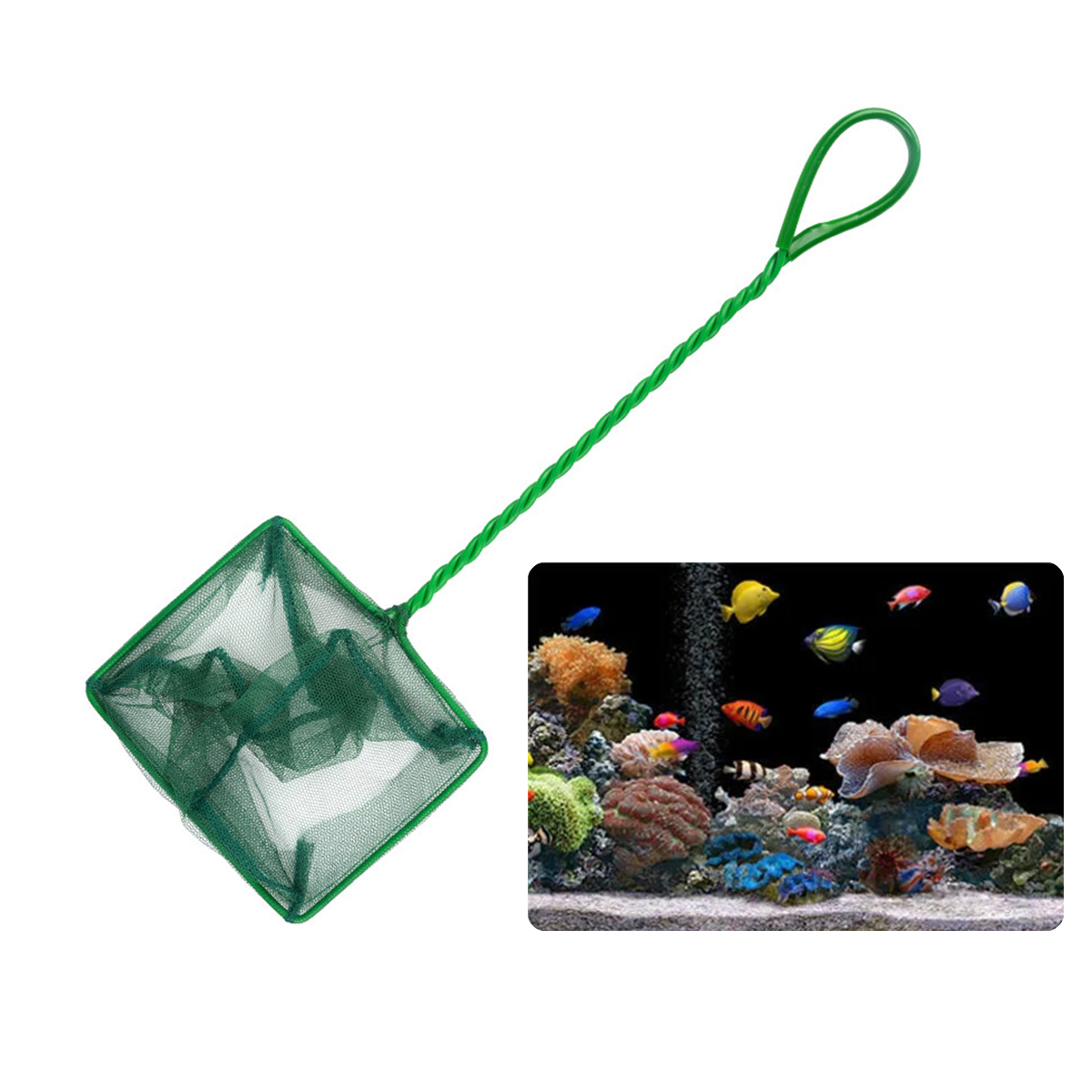 3 ~ 10 นิ้วแบบพกพาไนลอนสีเขียว - Fish Net Handle บทวิจารณ์และราคา